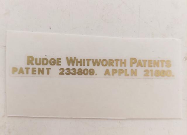 Rudge Whitworth MudguardTransfer. Patent 233809 APPLN 21860