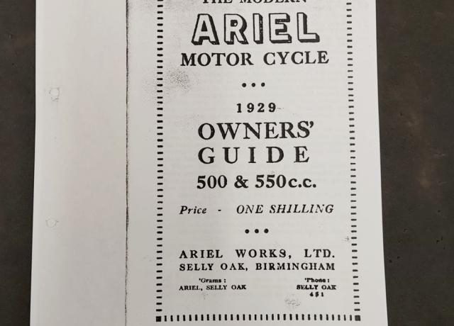 Ariel 500 & 550 cc Owners Guide 1929 Copy