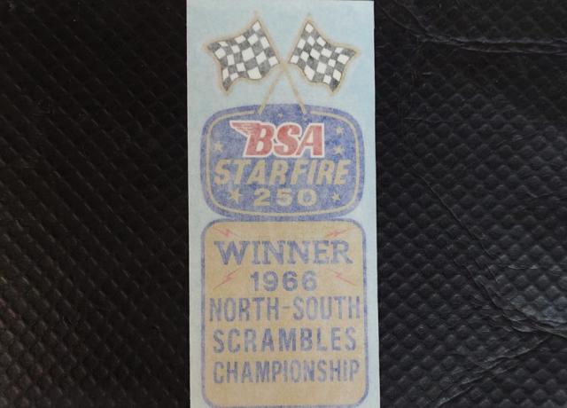 BSA Star Fire 250 1966 Winners Tank Top Vinyl Transfer / Sticker