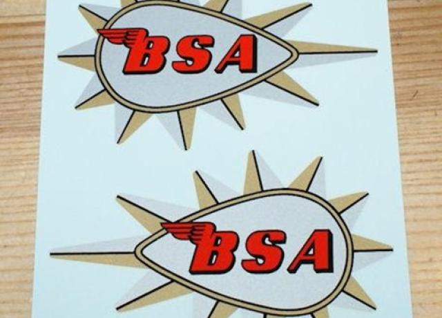 BSA Tank Vinyl Transfer / Sticker Pair. Spiked Teardrop 1965-
