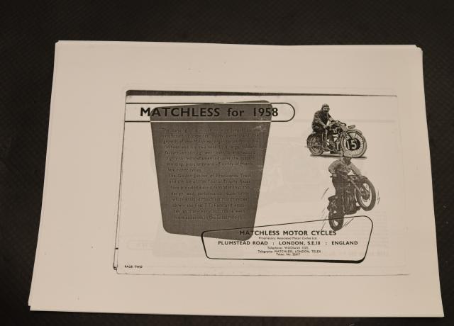 Matchless 1958 Catalogue copy