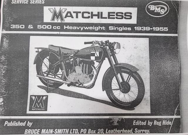 Matchless 350 & 500cc Replacement Parts Catalouge, Workshop Manual and Technical Data Copy 1939-1955