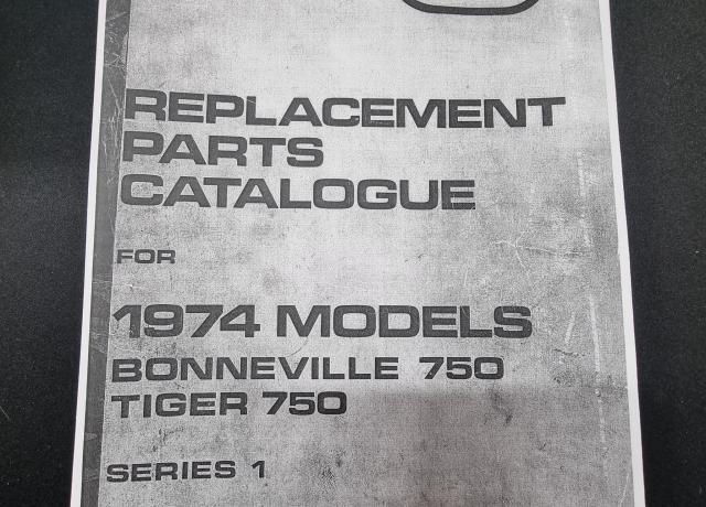 Triumph Replacement Parts Catalogue for 1974 Models. Copy
