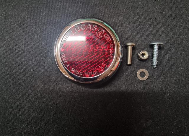 Lucas Reflector Red with outer chrome Ring TR. RER25