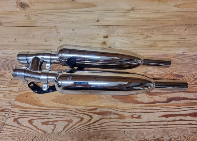 Triumph High Level Silencer Set. 1/2". Slimeline