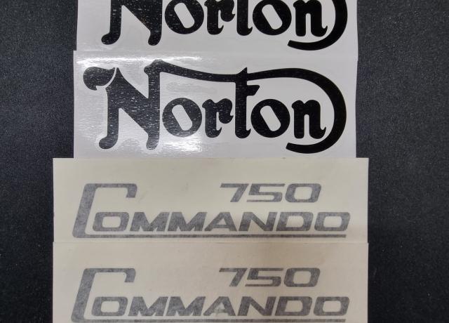 Norton Commando 750. Transfer Set. Black. Tank and Side Covers.