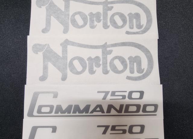 Norton Commando 750. Transfer Set. Silver. Tank and Side Covers.