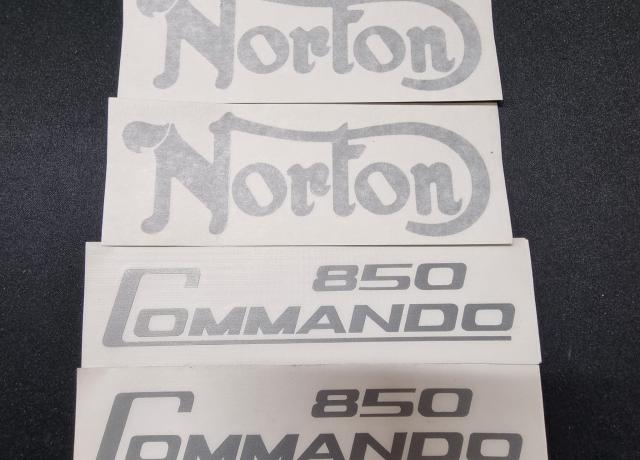 Norton Commando 850. Transfer Set Silver. Tank and Side Covers. 