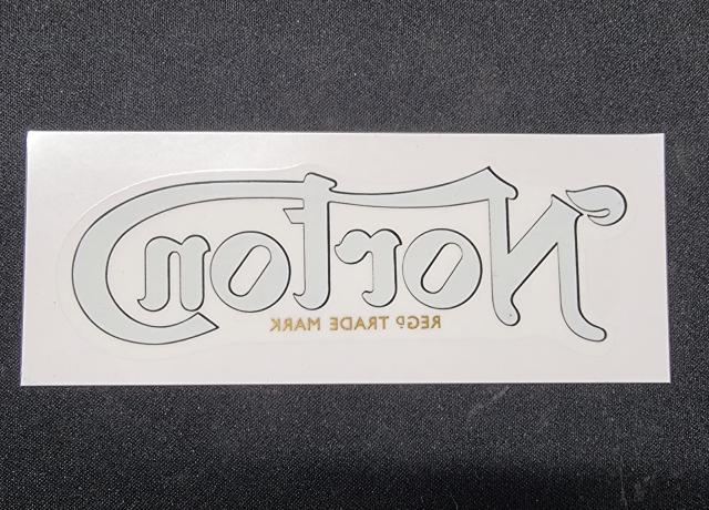 Norton Reg Trade Mark Decal / Sticker. Gold / Black. Vinyl