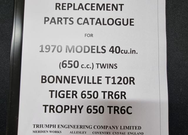 Triumph. Bonneville. Tiger. Trophy. Replacement Parts Catalogue. 1970. 