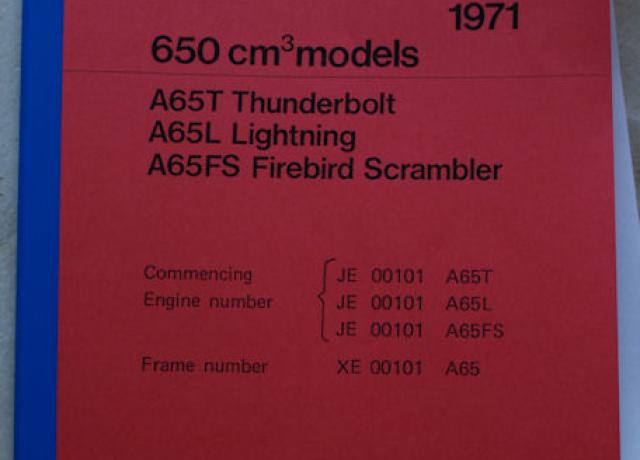 Replacement Parts List 1971 A65T, A65L, A65FS 650cc Models