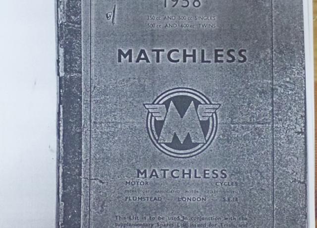 Matchless Spares List, Teilebuch Kopie 1958