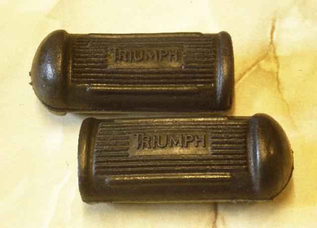 Triumph oblong Footrest Rubbers /Pair with Logo, closed end