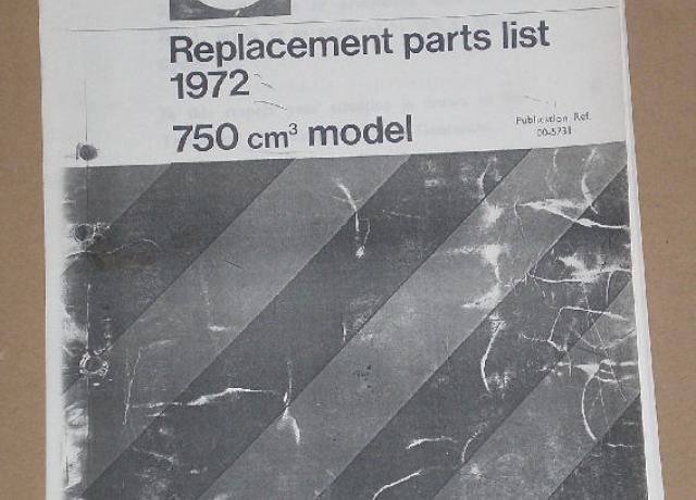 BSA Replacement Parts List, Teilebuch 1972, 750cm3 model