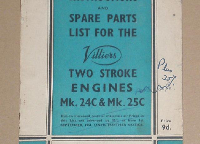 Villiers Instructions & Spare Parts list/Two Stroke Engines Mk. 24C & Mk. 25C