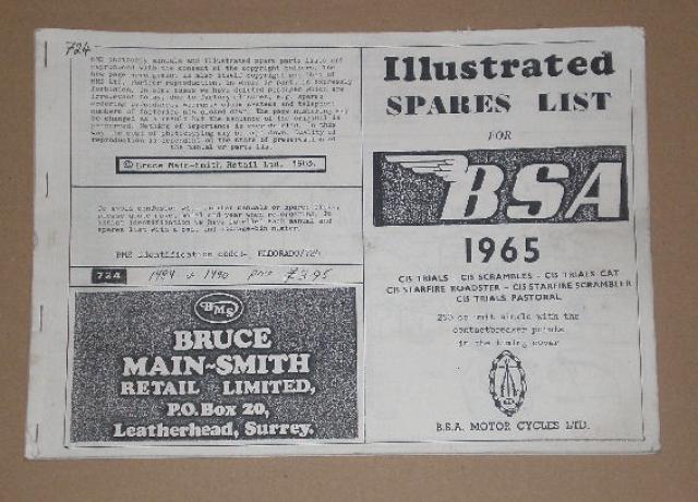BSA Illustrated Spares List 1965 parts book