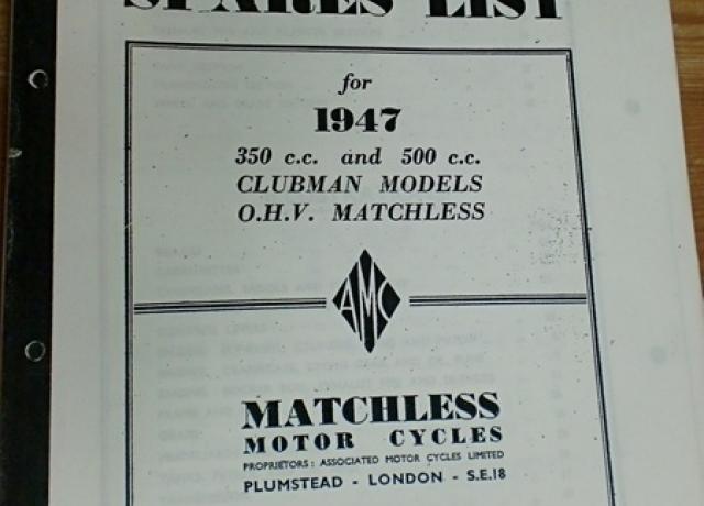 Matchless Spares List 1947 Copy