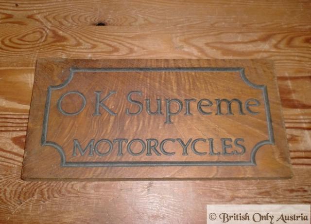 Holzschild OK Supreme Motorcycles