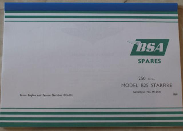 BSA B25 250ccm Parts Book 1968, Teilebuch