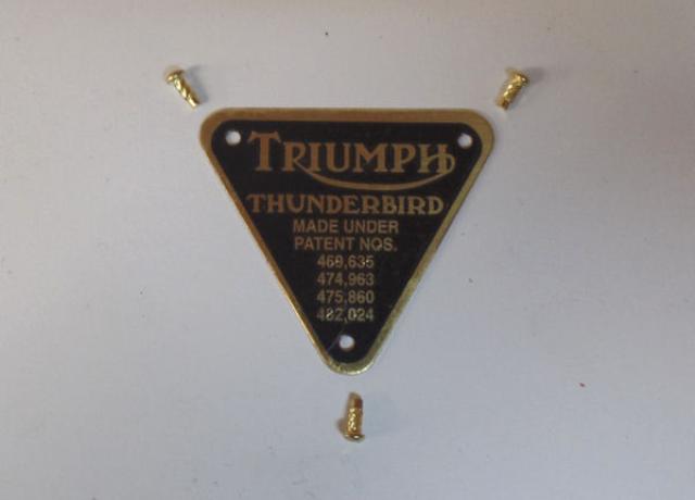 Triumph Thunderbird Patent Plate wit Hammer Drive Screws
