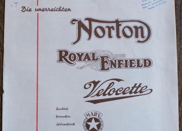 Brochure, "Die unerreichten Norton Royal Enfield Velocette"