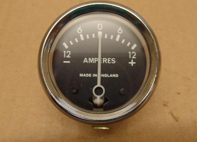 Ammeter/Amperemeter 12V 1 3/4". Lucas replica