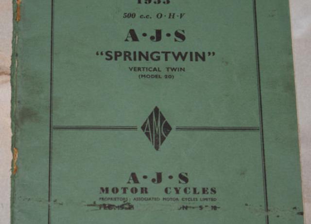AJS "Springtwin" 1955 500cc OHV Single Cylinder, Spares List