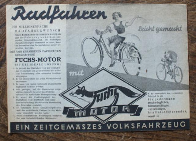 Fuchs Motor, Radfahren leicht gemacht, Prospekt