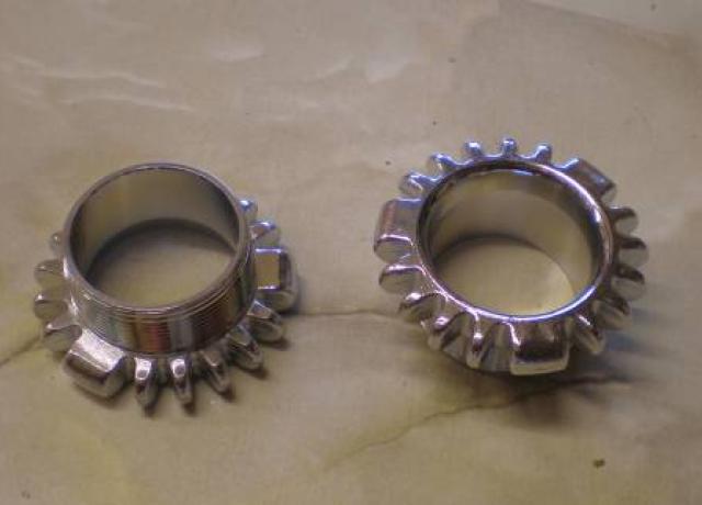 Norton Exhaust Nuts/Finned Clips/Cooling Fins/Clamps 1 5/8" Chrome /Pair