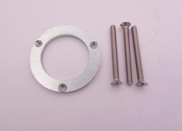 Plate, Threaded, cover Tube with screws. Ajs Matchless