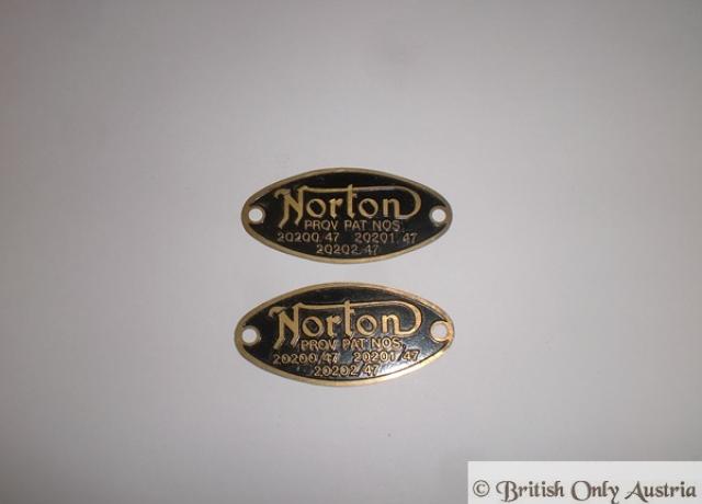 Norton Patent Plate / Pair, NOS
