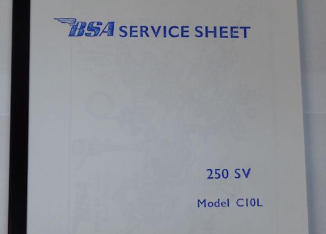 BSA C10L 250 SV Service Heft / Handbuch 