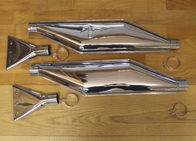 BSA Sloper Twinport OHV Auspufftöpfe u. Fischschwanz/Paar