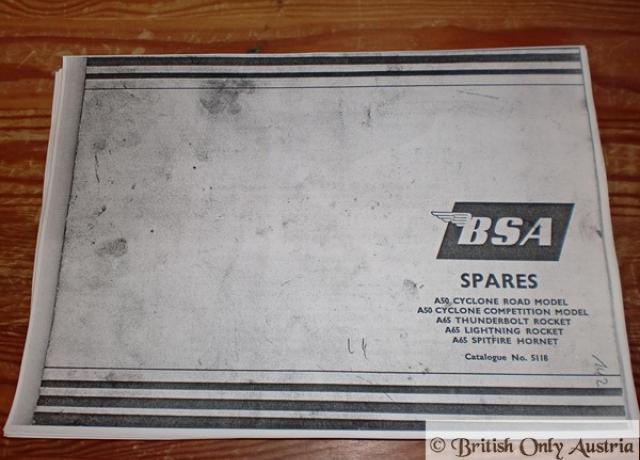 BSA Spares Book Copy -A50 Cyclone Road Model