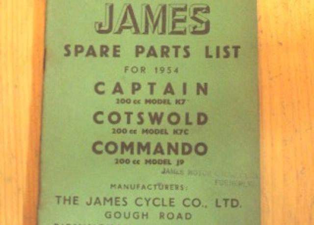 James Spare Parts List / Parts Book