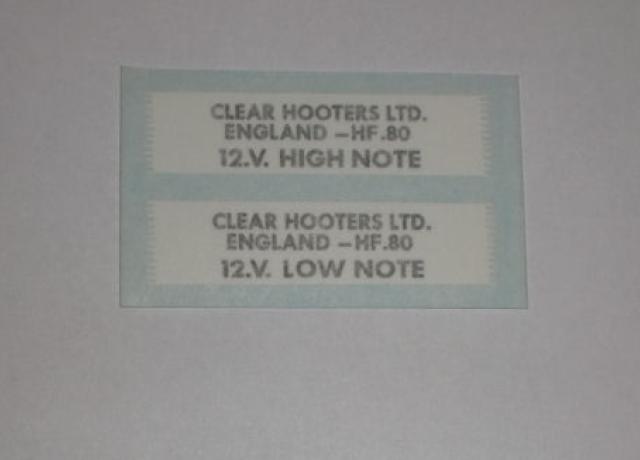 Triumph Daytona Clear Hooters Ltd H & L Note Sticker for Horn 1970's