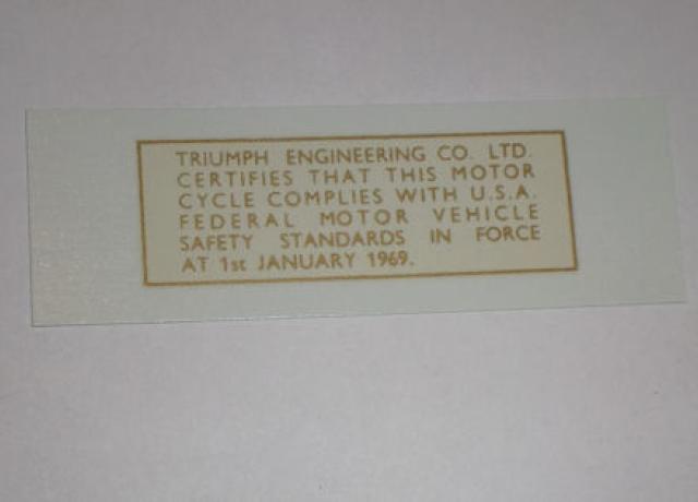 Triumph Panel Transfer / USA Safety Standards 1969