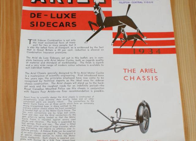 Ariel de-luxe sidecars, Prospekt