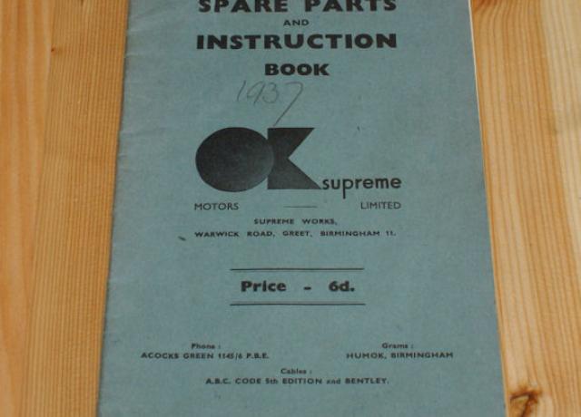 OK Supreme Spare Parts and Instruction Book