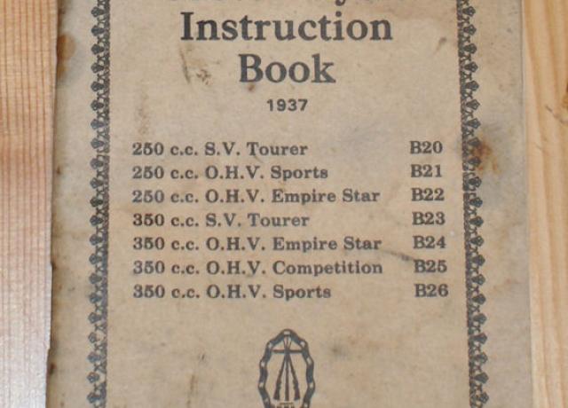 BSA Motor Cycle Instruction Book, Handbuch 1937