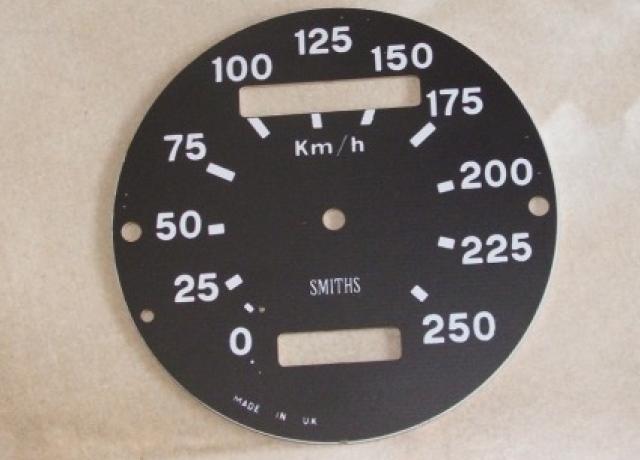 Smiths. Tachometer Ziffernblatt Plastik . 0-250 km/h
