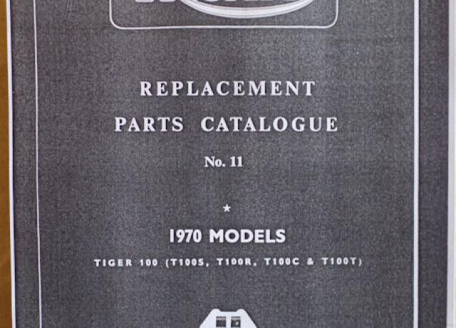 Triumph Replacement Parts Catalogue No. 11 1970 Photocopy
